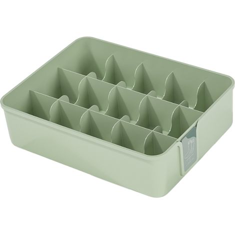 Socken- und Unterwäsche-Organizer, 15 Fächer, Kunststoff, 30 x 23 x 9 cm, Grün, Sockenaufbewahrungsbox (1/5)