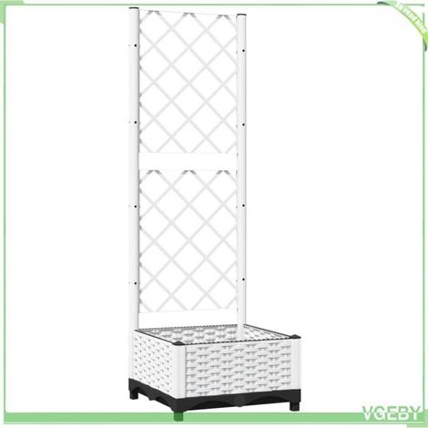 Jardinière avec treillis - FAFEICY - 153279 - Treillis intégré - Blanc - 40 x 40 x 121,5 cm (1/5)