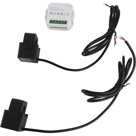 Compteur énergie WiFi multifonction 2CT mesure tension courant puissance PC 47x47x18mm rail 35mm APP Tuya statistiques conso journalière mensuelle annuelle réglage puissance calibrage (1/4)