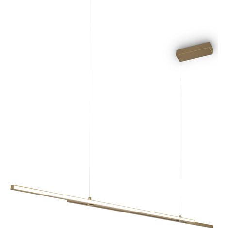 Maytoni Halo Lampadario moderno a sospensione da soffitto da 150 cm in ottone con paralume bianco da 1650 lm (1/5)