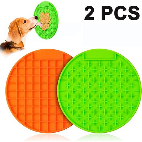 Leckmatte für Hunde und Katzen, ideal zum langsamen Fressen von Joghurt- oder Erdnussbutter-Leckerlis, perfekt für Training, Krallenpflege und Autoreisen, 2er-Pack