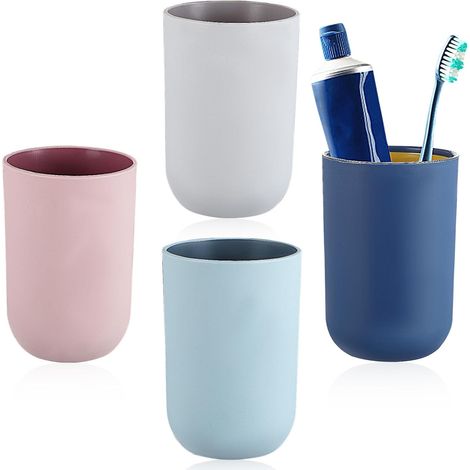 of 4 Toothbrush Holders with Non Slip Base and Simple Design