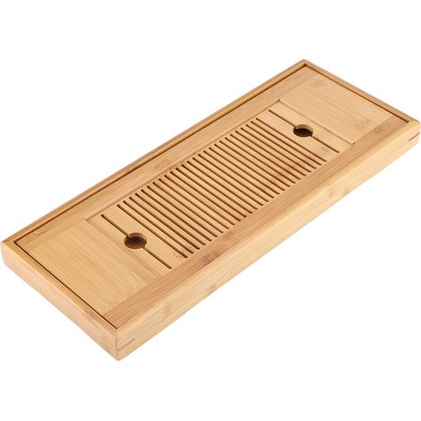 Bambus-Teetablett 38x15cm, chinesisches Gongfu-Teeservice-Set, Platzset für Zuhause und Büro, kompaktes Verkostungstablett aus Naturholz. (1/5)