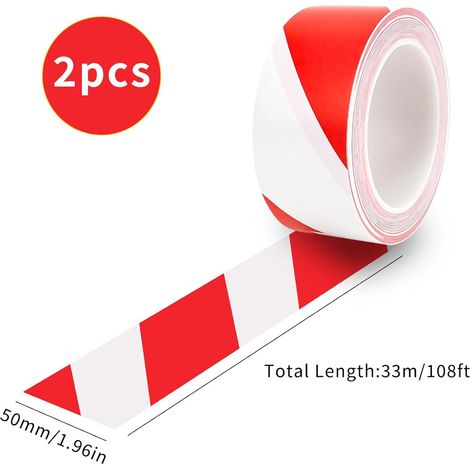 rubans d'avertissement de danger et x pour barrière sécurité extérieure 50 mm 33 m Lot de 2 Blanc Rouge (1/5)