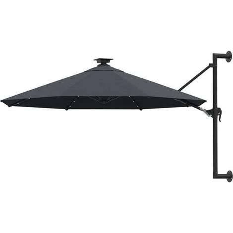 Parasol mural de jardin avec LED 300 cm anthracite - Parasol de jardin protection UV terrasse extérieur ombrage (1/5)