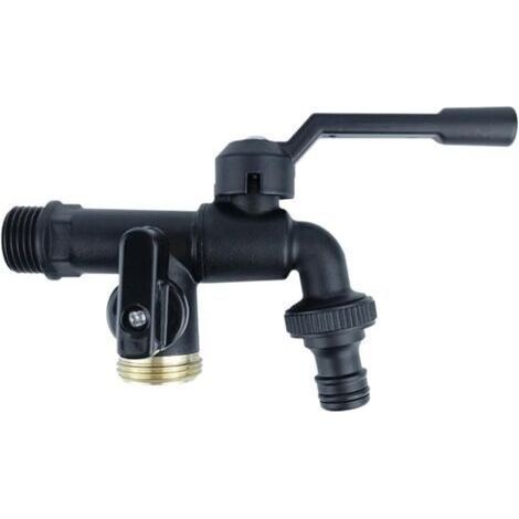 Lot de 2 Nez de robinet,Robinet d'extérieur en cuivre Outils de Jardin extérieur à Double Sortie Bibcocks de 1/2 po - Séparateur de Tuyau d'arrosage séparateur de Robinet Robuste,Double Tête 4 Poin (1/4)