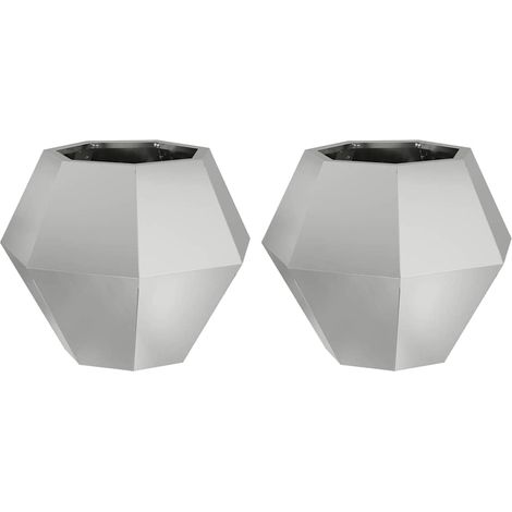 Planter 2 pcs Silver 50 x 50 x 40 cm Galvanised Steel vidaXL