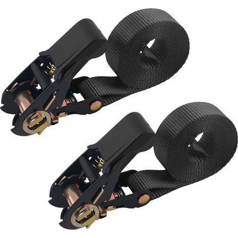 Lot de 2 sangles à cliquet rétractables de 2m x 2,5 cm (sans crochets), sangles d'arrimage robustes à cliquet pour une capacité de charge de 800 kg (1/5)