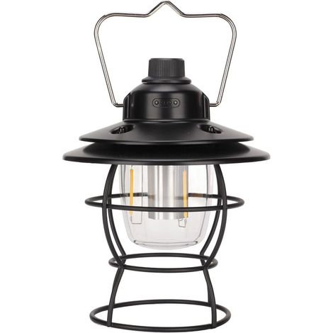 Lamp of camping LED retro, 3 modes lighting, power supply USB, handle, brightness adjustable, lamp of camping portable, black (1/5)