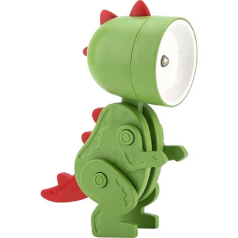 Veilleuse vert foncé avec dinosaure LED en forme d'œil, angle réglable, idéale pour la chambre d'enfant. (1/3)