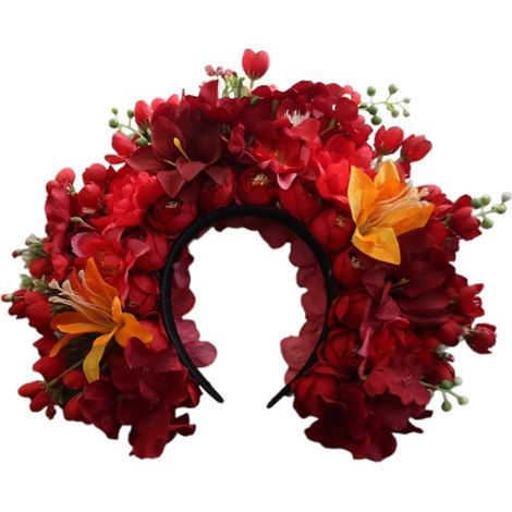 Couronne de fleurs bohème pour femme - Diadème de mariée, bandeau fleuri printanier, accessoire cheveux pour cérémonie (1/5)