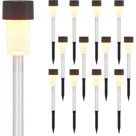 Luci solari da esterno con picchetto 12 pcs Bianco caldo vidaXL (1/5)