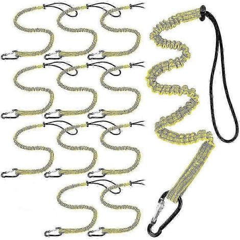 Lot de 12 cordons porte-outils avec boucle métallique simple et extrémité en boucle, jaune - Bon (1/5)