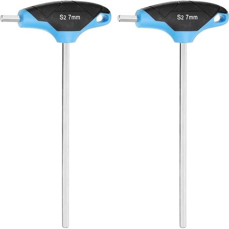 2pcs Clé Hexagonale 7mm 245mm Long Métrique Acier S2 Bleu Noir (1/5)