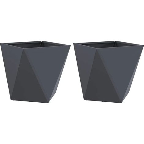 Lot de 2 jardinières carrées design moderne extérieur 40 x 40 x 40 cm en acier anthracite