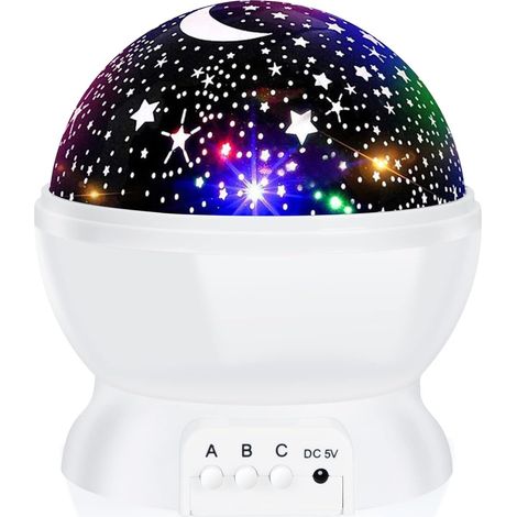 Veilleuse Étoilée pour Enfants – Lampe de Lune et Étoiles 360° avec 9 Couleurs LED, USB Rechargeable Cadeau Original