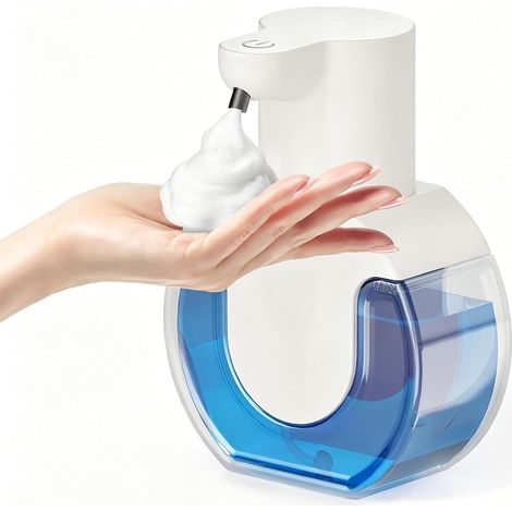 Distributeur automatique de savon moussant 420 ml Désinfectant pour les mains sans contact Support mural avec 4 niveaux réglables Distributeur de savon électrique rechargeable avec capteur (1/5)