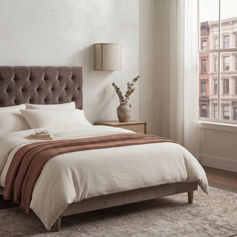 Aplique de Pared en Lino Beige y Cinta Beige  Serie ELEA (1/5)