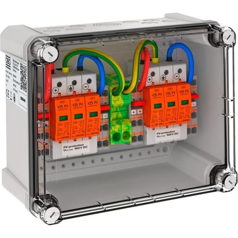 OBO Bettermann Generatoranschlusskasten 2x2 PV-String auf 2 WR-MPP 900V DC lichtgrau RAL 7035, 5088440 (1/2)