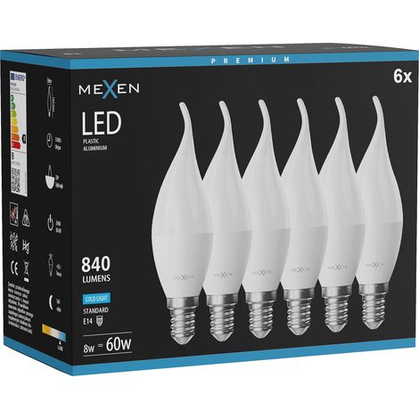 Mexen Nova 6x Ampoule LED flamme E14, C37, 8W, Froid - 6500K, 840 lm - L106-E14-0865-01x06 (1/5)