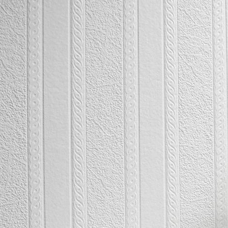 Anaglypta White Paintable Marble Stripe Wallpaper Vinyl Wall Washable Textured