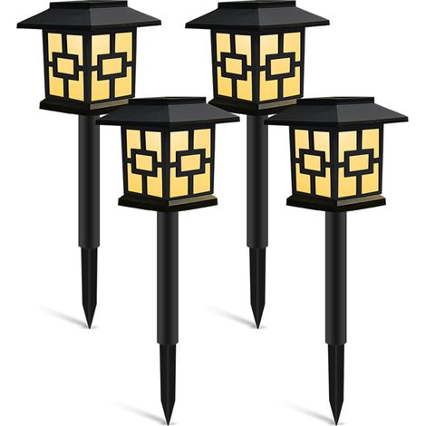 4Pcs Lampes Solaires d'Extérieur Éclairage Paysager Lampe de Gazon à Énergie Solaire pour Sentier Jardin Terrasse Cour Ornement (1/4)