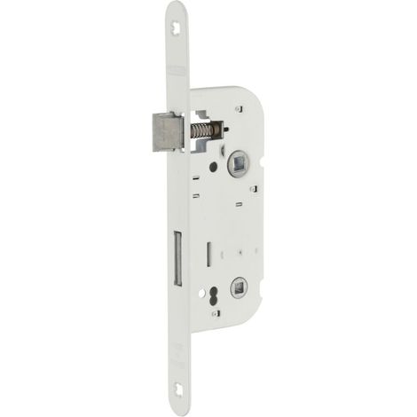Serrure encastrable à condamnation pour porte de salle de bain – Entr'axe 70mm – Axe 40mm – Coffre acier embouti – Pêne réversible (1/4)