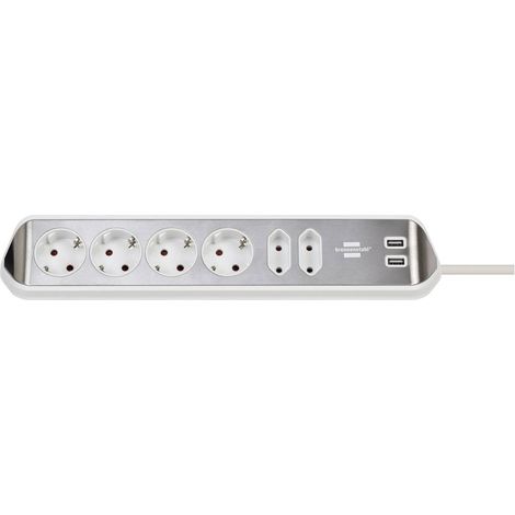 Brennenstuhl 1153590620 Presa di corrente Argento, Bianco Schuko 1 pz.