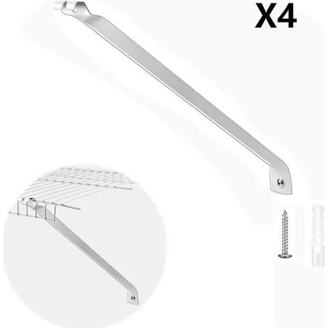 4 supports d'angle pour étagères en métal, renfort triangulaire, avec vis et chevilles, compatibles avec des étagères de 12/16 pouces, adaptés aux camping-cars, placards, garages et buanderies (1/5)