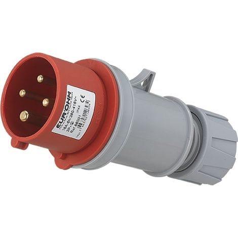 Fiche industrielle mobile droite IP44 - 3P+T - 16A - 400V AC - Eur'Ohm