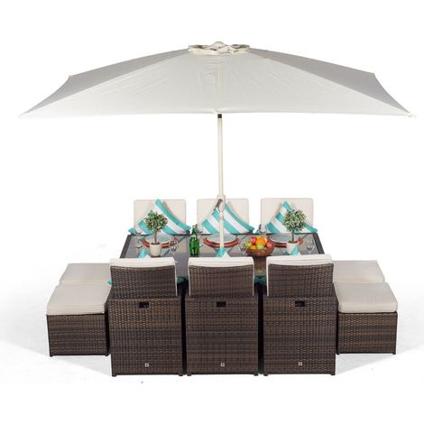 Giardino 6 Seater Rattan Cube Dining Set - Brown (1/5)