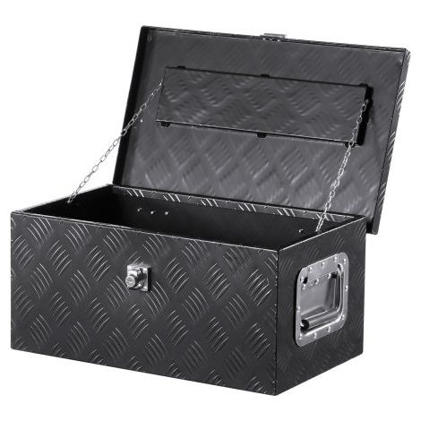 Werkzeugkasten aus Aluminium für die Ladefläche, gestreifte Werkzeugkiste (508 x 304,8 x 241,3 mm) mit seitlichem Griff & Schlossschlüsseln, Aufbewahrungs-Organizer für Anhänger Schwarz (1/5)