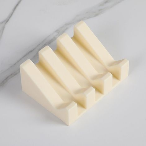 Porte Savon - Porte-Savon Silicone Moderne - Anti-Rouille - Surface Inclinée avec Évacuation d'eau pour Mieux Conserver Le Savon - Boite à Savons Originale pour Salle de Bain ou Cuisine(beige) (1/5)