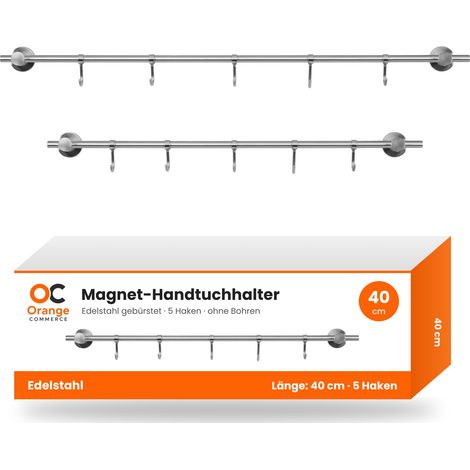 Edelstahl Handtuchhalter mit 5 Haken Magnet Halterung Heizkörper Magnethalterung 40 cm (1/5)