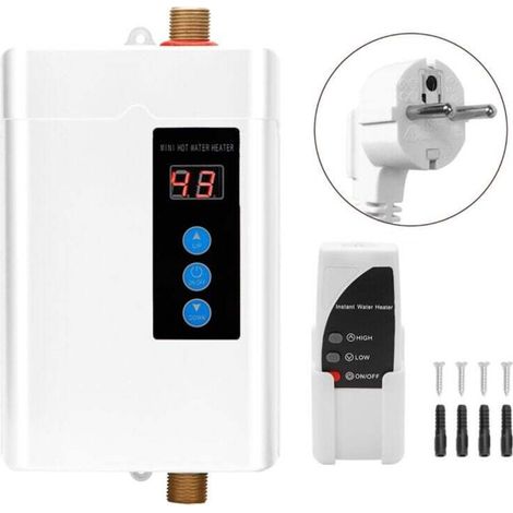 Trywise Mini chauffe-eau électrique domestique instantané sans réservoir, prise UE blanche 220 V 4000 W (1/4)