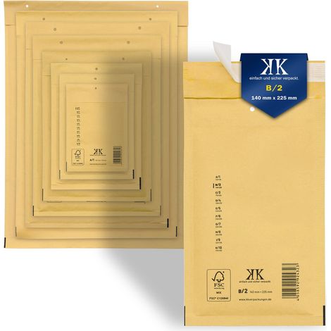 8400 Luftpolster-Versandtaschen B2 B/2 140x225mm (Außenmaß) Braun (1/5)