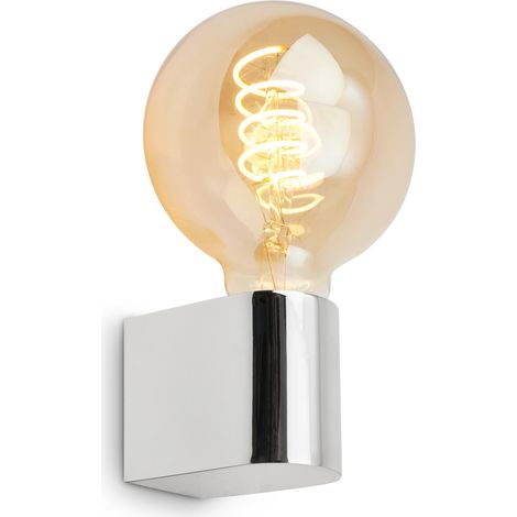 Lampe miroir salle de bain IP44 protection contre les projections d'eau, E27 max. 10W, montage mural, lampe de salle de bain, lampe murale salle de bain, 4,5 x 8 x 9,5cm, chrome (1/5)