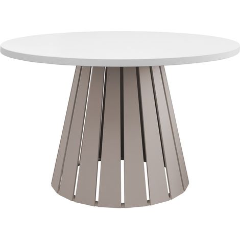 Mesa de centro Oswego 134, Cachemira + Blanco, 43x0x0cm, Diámetro: 75, Aglomerado laminado, Redonda (1/4)
