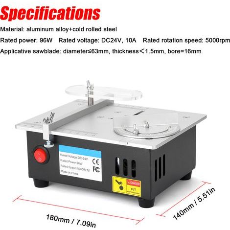 Mini scie à Table 96W, 7 vitesses, alimentation réglable, coupe électrique de bureau (1/5)