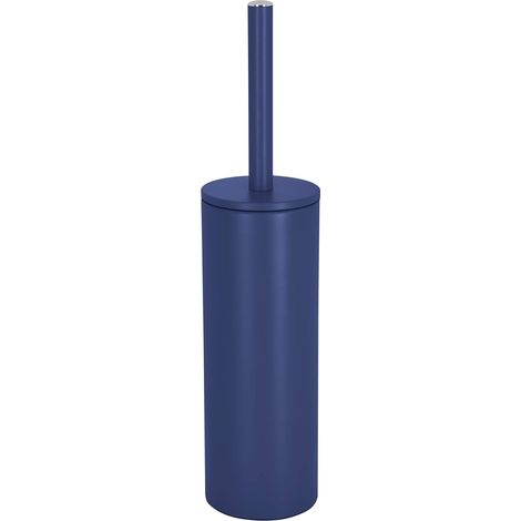 WC-Bürste mit Halter – 1 Set – Stahl und Kunststoff – Austauschbarer Bürstenkopf und geschlossener Halter – Für moderne Badezimmer – Mattdunkelblau, 40 x 9,5 cm (1/2)