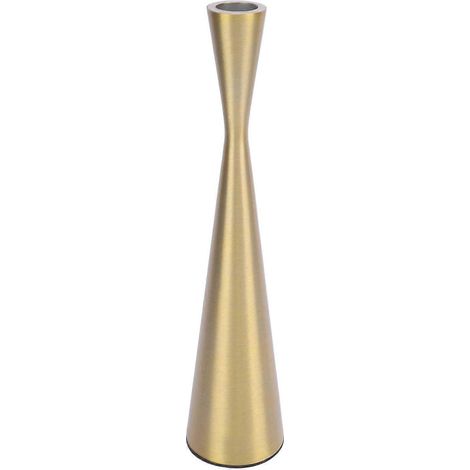 Geometrischer Kerzenhalter aus Aluminium, goldfarben, für 3 cm Kerzen, L 6 x 26,5 cm / 2