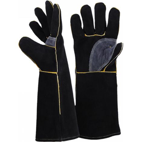 Feuer- und hitzebeständige Handschuhe, Leder mit Kevlar-Nähten, perfekt für Kamin, Herd, Ofen, Grill, Schweißen, BBQ, MIG, Topflappen und Umgang mit Tieren (16 Zoll) (1/5)