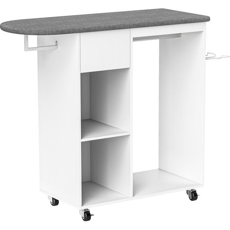 Meuble table à repasser multi-rangement ARIANE blanche (1/5)