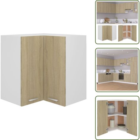 The Living Store Eckhängeschrank Lyon Sonoma-Eiche 57x57x60 cm Holzwerkstoff - Küchenregal (1/5)