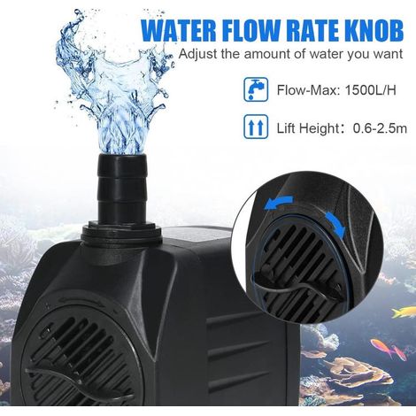 25W 1500L/h Tauchpumpe, leise Springbrunnenpumpe, hohe Fördermenge 400Gph, Förderhöhe 2,2m/7,2ft, ultraleise (SKU 96442464) (1/4)