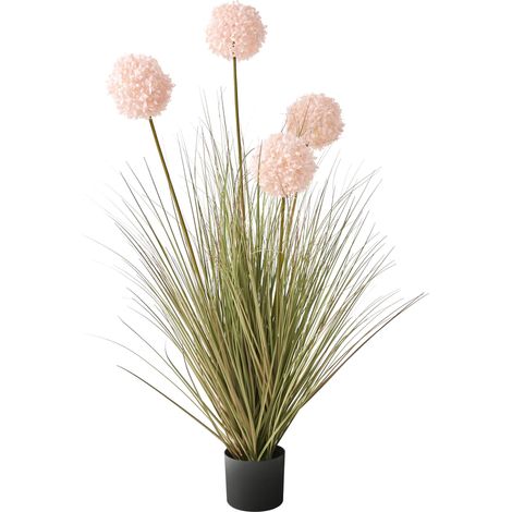 Pianta artificiale in vaso Materiale sintetico Deco con vaso nero 120 cm Rosa Guelder Verde Erba Rosa Giunco Snowball Bush