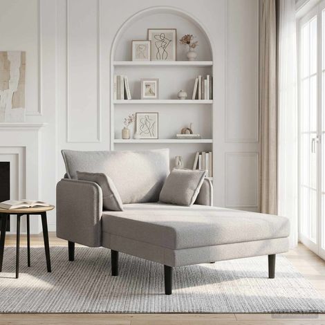 vidaXL Grande méridienne Gris clair Bouclé (1/5)