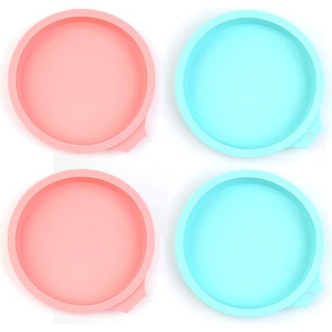 Moule À Gâteau Rond En Silicone - 4 Pièces - Pour Gâteaux À Étages, Omelettes, Crêpes, Coquilles À Tacos, Pizzas - Non Adhérent - Lavable Au Lave-vaisselle (1/5)