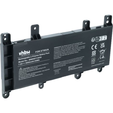vhbw Akku kompatibel mit Asus P756UQ-T4244T, P756UQ-T4357T, P756UQ-T4406T, P756UW, P756UX, PRO P756UA-T4319D Notebook (5000 mAh, 7,6 V, Li-Polymer) (1/5)