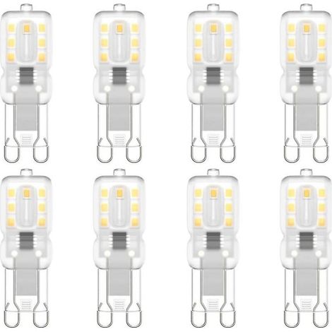Lot de 8 ampoules LED G9, G9 LED 220 V Blanc naturel 4000 K 3 W équivalent halogène 30 W [Classe énergétique E]
